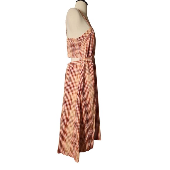 Madewell Cottage Gingham Midi Dress Womens Size 8 Red Plaid Cutout-Back Prairie - Picture 5 of 8